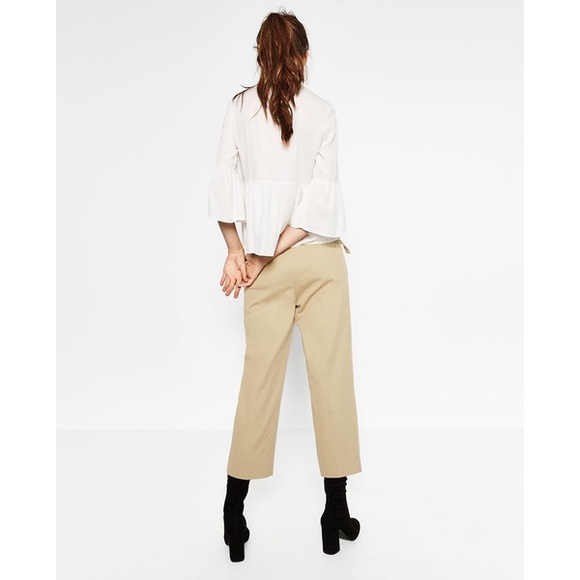 NWT Zara Off White Guipure Lace Bib Front Blouse - Picture 4 of 5